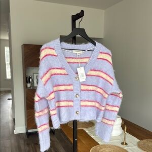 L Space fuzzy cardigan sweater